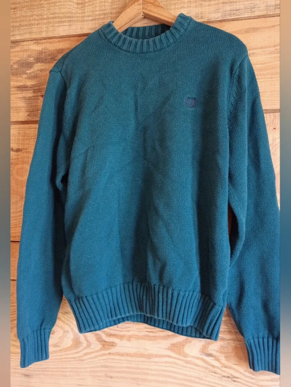 Chaps Forest Green Preppy Cotton Polo Crewneck Sweater Dark Academic Sporty